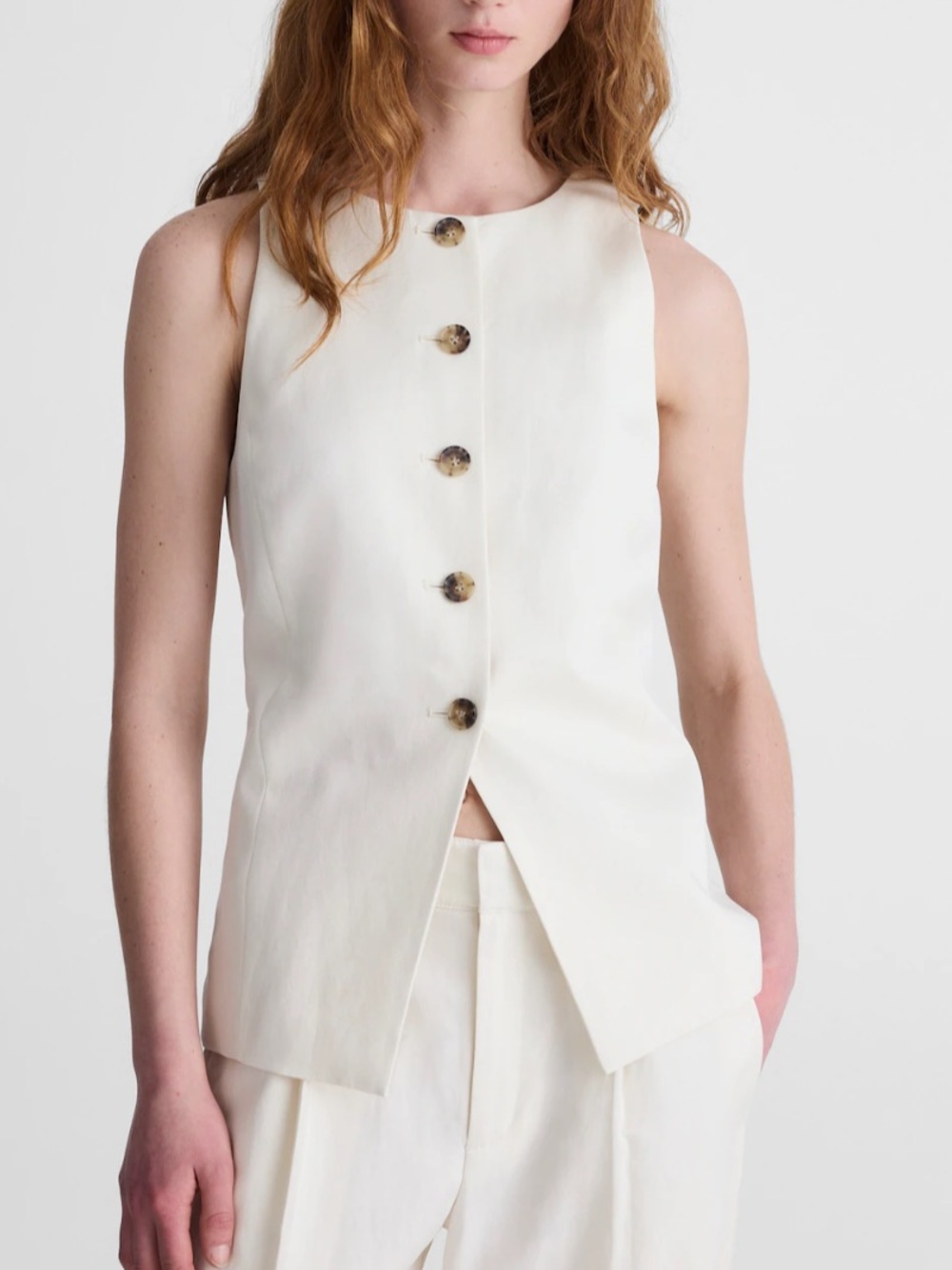 Madewell Cream Sleeveless Button-Front Vest Top